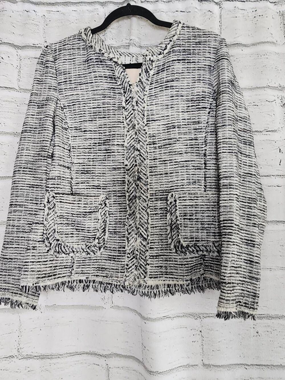 Rebecca Taylor Boucle Tweed Black and White Blazer Jacket Womens 10